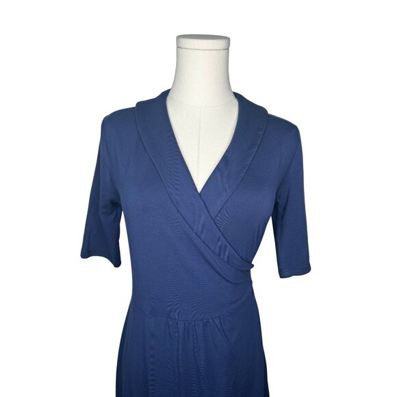 Quince Tencel Jersey Midi Wrap Dress Womens S Blue Sustainable Elegant Classic - Picture 2 of 11